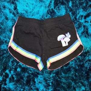 Body Rage Shorts Mini Black Rainbow Stripes Butterfly Mushrooms Eat Me Small